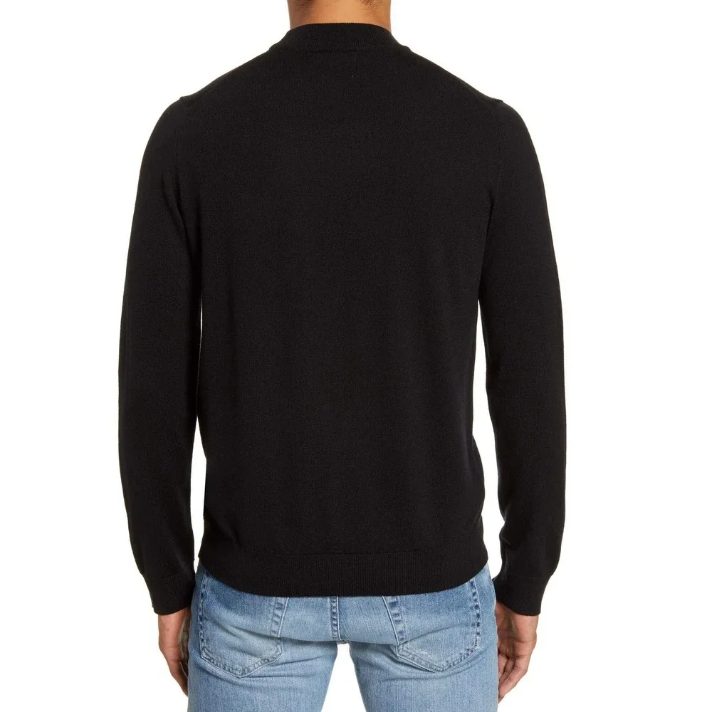 NN07 No Nationality Black Martin 6328 Slim Fit Mock Neck Wool Sweater Medium
